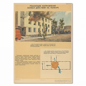 "Решающее направление боевых действий на пожаре" - оригинальный плакат. Дополнительное изображение