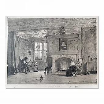 Антикварная литография "Гостиная. Haddon Hall, графство Дербишир". Дополнительное изображение