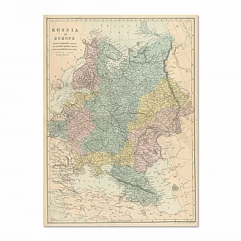 Административная карта "Россия в Европе" - антикварный подарок. Дополнительное изображение