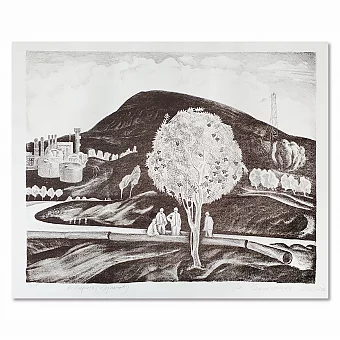 "На Черниговщине" - советская автолитография - оригинал. Дополнительное изображение