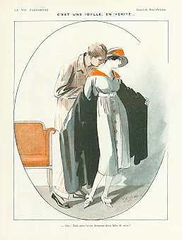 Антикварная страница La Vie Parisienne, "По правде говоря, это пустяк...", Франция. Дополнительное изображение