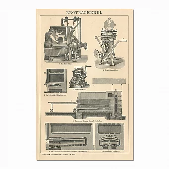 Старинная гравюра "Хлебопекарное оборудование". Дополнительное изображение