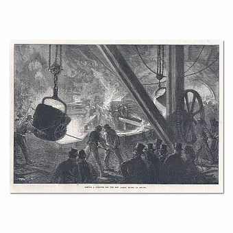 "Отливка детали для моста" - оригинальная гравюра. Дополнительное изображение