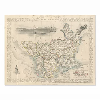 Карта "Турция в Европе" - антикварный экземпляр. Дополнительное изображение