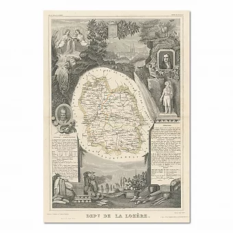 Антикварная Карта "Департамент Лозер, Франция". Дополнительное изображение