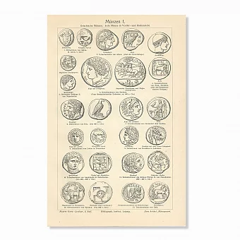 Старинная гравюра "Монеты I". Дополнительное изображение