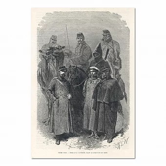 Антикварная гравюра "Русские солдаты". Дополнительное изображение