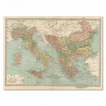 Антикварная карта "Италия, Турция в Европе и Греция". Дополнительное изображение