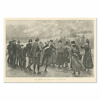 "Танец на льду" - антикварная английская гравюра. Дополнительное изображение