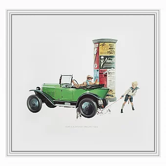 Оригинальный эстамп "Opel - Laubfrosch - Baujahr 1924". Серия «Ветераны Опеля». Дополнительное изображение