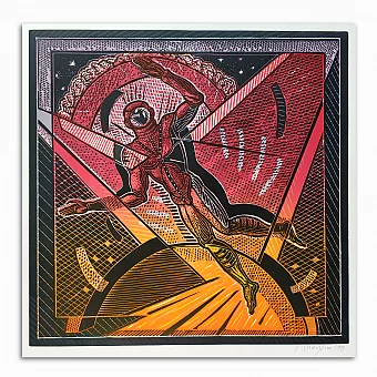 Оригинальная линогравюра "Астронавт". Дополнительное изображение