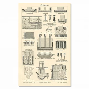 "Фундаменты" - антикварная гравюра. Дополнительное изображение