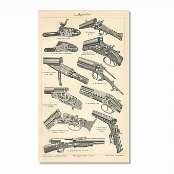 Редкие гравюры "Охотничьи ружья", Энциклопедия Майера, Германия. Дополнительное изображение