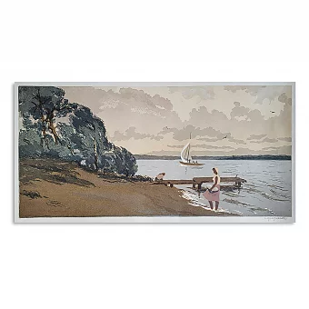 Оригинальная линогравюра "Ветренный день". Дополнительное изображение