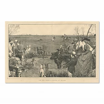 Редкая антикварная гравюра "Собачье дерби". Дополнительное изображение