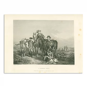 Антикварная гравюра "Соколиная охота". Дополнительное изображение