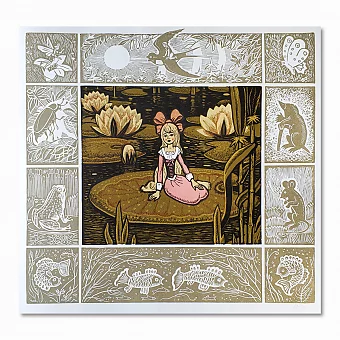 Оригинальная линогравюра "Дюймовочка". Дополнительное изображение