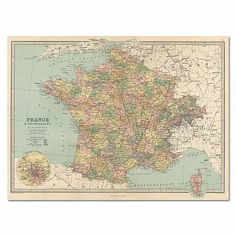 Карта Франции - антикварный экземпляр. Дополнительное изображение