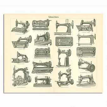 Антикварная гравюра "Швейные машины". Дополнительное изображение