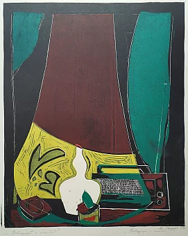 Оригинальная литография "Натюрморт с лампой". Дополнительное изображение