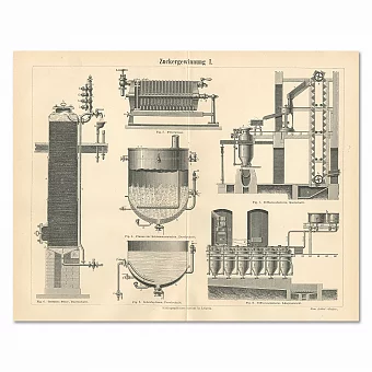 "Производство сахара" - антикварные гравюры. Дополнительное изображение