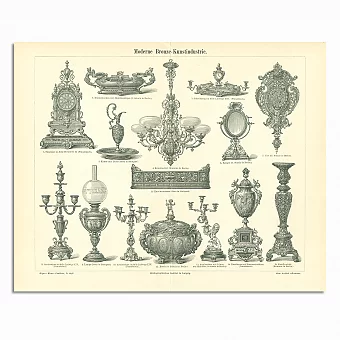 Антикварная гравюра "Шедевры изделий из бронзы". Дополнительное изображение