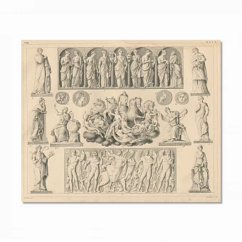 Редкий антикварная гравюра "Древнегреческие Музы". Дополнительное изображение