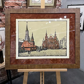 Оригинальный эстамп "Красная площадь"