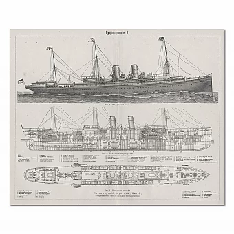 "Судостроение. Пассажирский пароход Havel" - антикварная гравюра. Дополнительное изображение