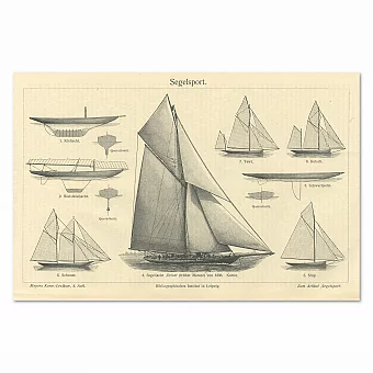 "Парусный спорт" - редкая антикварная гравюра. Дополнительное изображение