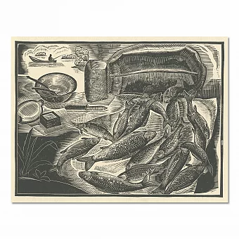 "Рыбак" - оригинальная линогравюра СССР. Дополнительное изображение