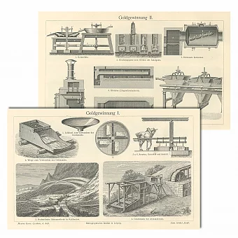 "Добыча золота" - антикварные гравюры - вип подарок. Дополнительное изображение