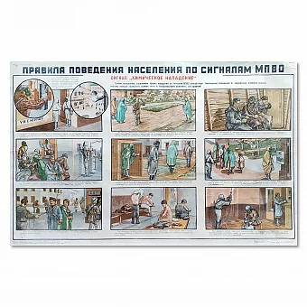 "Правила поведения при сигнале химического нападения" - редкий плакат СССР. Дополнительное изображение