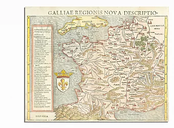 Карта Франции (оригинал), "Космогория" Себастьян Мюнстер, Германия, 1548 г. Дополнительное изображение