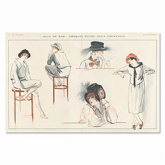 "В баре" - редкая антикварная иллюстрация. Дополнительное изображение