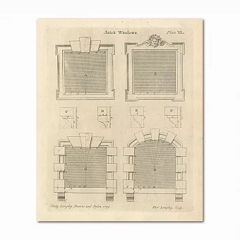 Антикварная гравюра "Окна мансарды". Дополнительное изображение