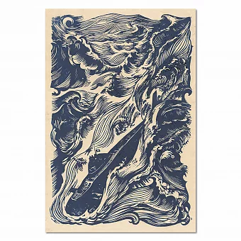 "Наперекор стихии" - оригинальная советская линогравюра. Дополнительное изображение