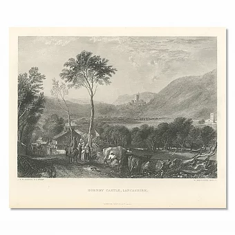 Антикварная гравюра "Замок Хорнби в Ланкашире". Дополнительное изображение