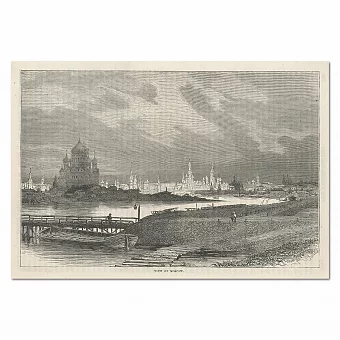 "Вид Москвы" - антикварная гравюра - оригинальный подарок. Дополнительное изображение