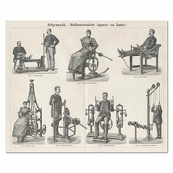 "Лечебная гимнастика" - старинная гравюра - оригинал. Дополнительное изображение