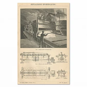 "Зеркальное производство" - оригинальная антикварная гравюра. Дополнительное изображение