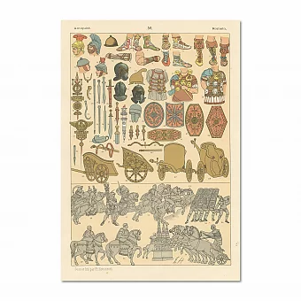 Антикварная хромолитография "Военные артефакты Римской империи". Дополнительное изображение