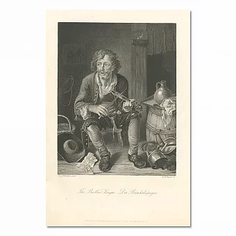 "Исполнитель баллад" - антикварная гравюра. Дополнительное изображение