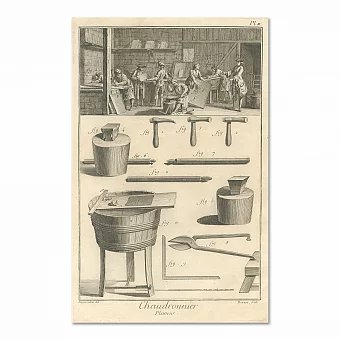 "Обработка листового металла" - антикварная гравюра. Дополнительное изображение