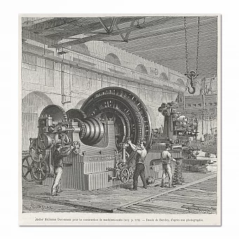 Антикварная гравюра "Завод по строительству станков". Дополнительное изображение