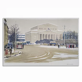 Оригинальная литография "Москва. Большой театр". Дополнительное изображение