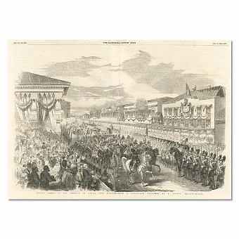 "Торжественный въезд российского императора в Москву" - антикварная гравюра. Дополнительное изображение