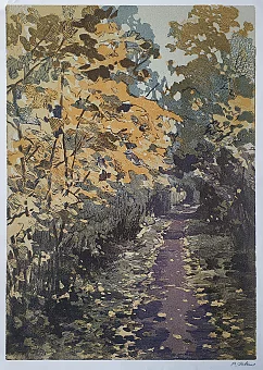 Оригинальная линогравюра "Серый день". Дополнительное изображение