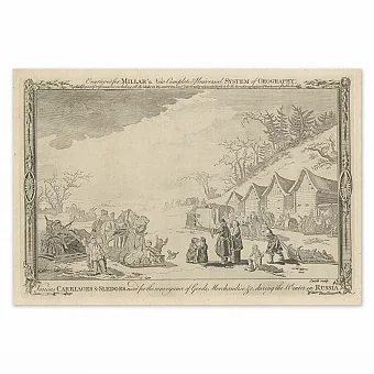 "Сани в России" - редкая антикварная гравюра. Дополнительное изображение