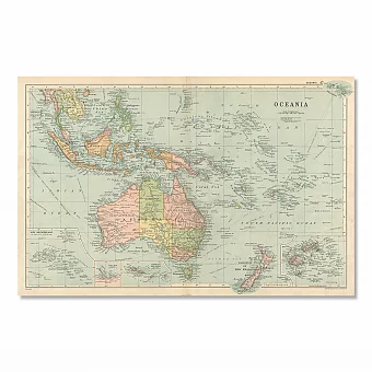 Карта Австралии и Океании - антикварный экземпляр. Дополнительное изображение